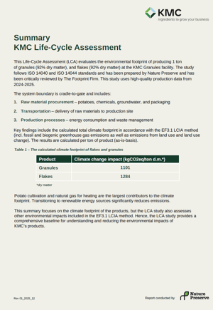 Summary_KMC_LCA_Granules_Flakes
